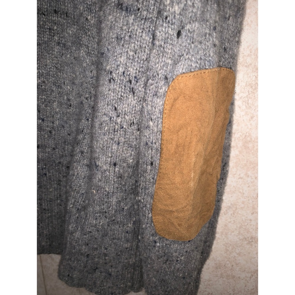 Eddie Bauer Mens XL Gray Lambswool Cashmere Donegal Cardigan Sweater Suede Trim - Picture 10 of 15
